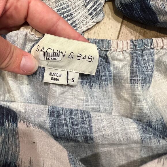 SACHIN & BABI Women's Kyle Gingham Dress Size S In Navy Blue/White - Picture 10 of 12